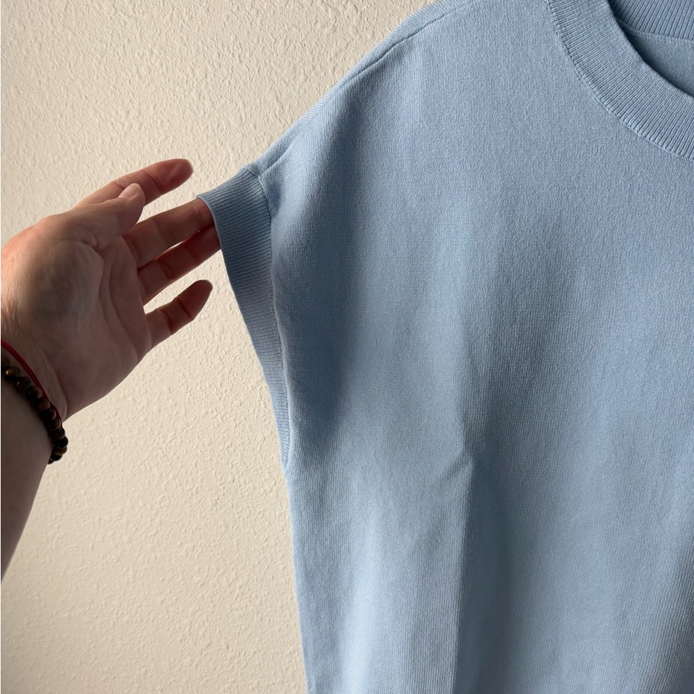 LOFT Sky Blue Short Sleeve Sweater - Picture 3 of 7